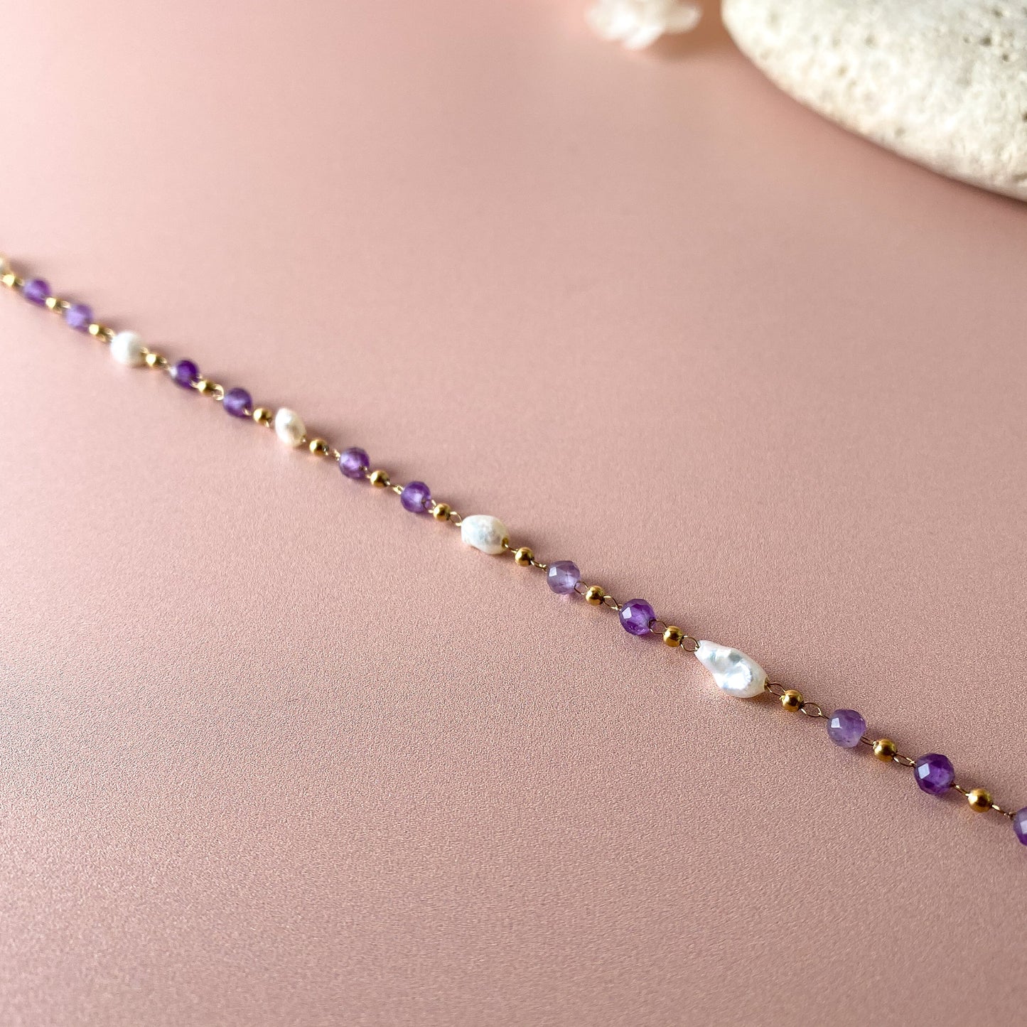 Bracelet Élina – Améthyste & Perles Naturelles Bracelet