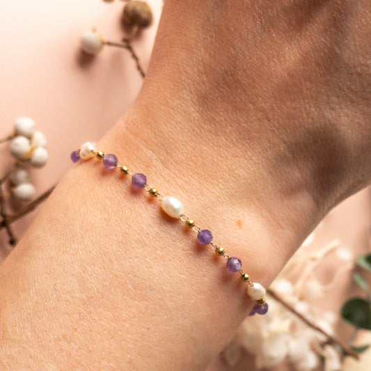 Bracelet Ălina â AmĂ©thyste & Perles Naturelles  Bracelet