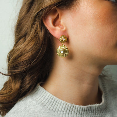 Boucles Ambre – Nacre Blanche