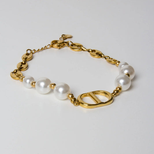 Bracelet CD Athena - Perles, Acier Inoxydable, Élégant 