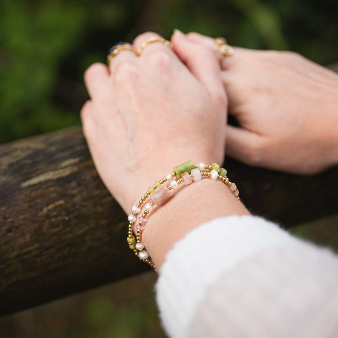 Bracelet Diane en pierres naturelles — Pierre de Soleil ou Malachite.  Bracelet