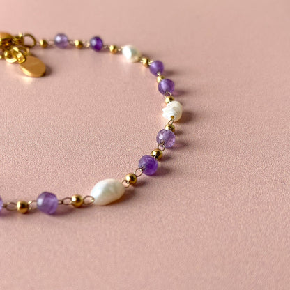 Bracelet Élina – Améthyste & Perles Naturelles  Bracelet