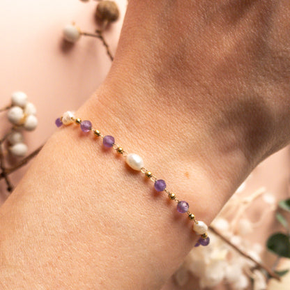 Bracelet Élina – Améthyste & Perles Naturelles  Bracelet