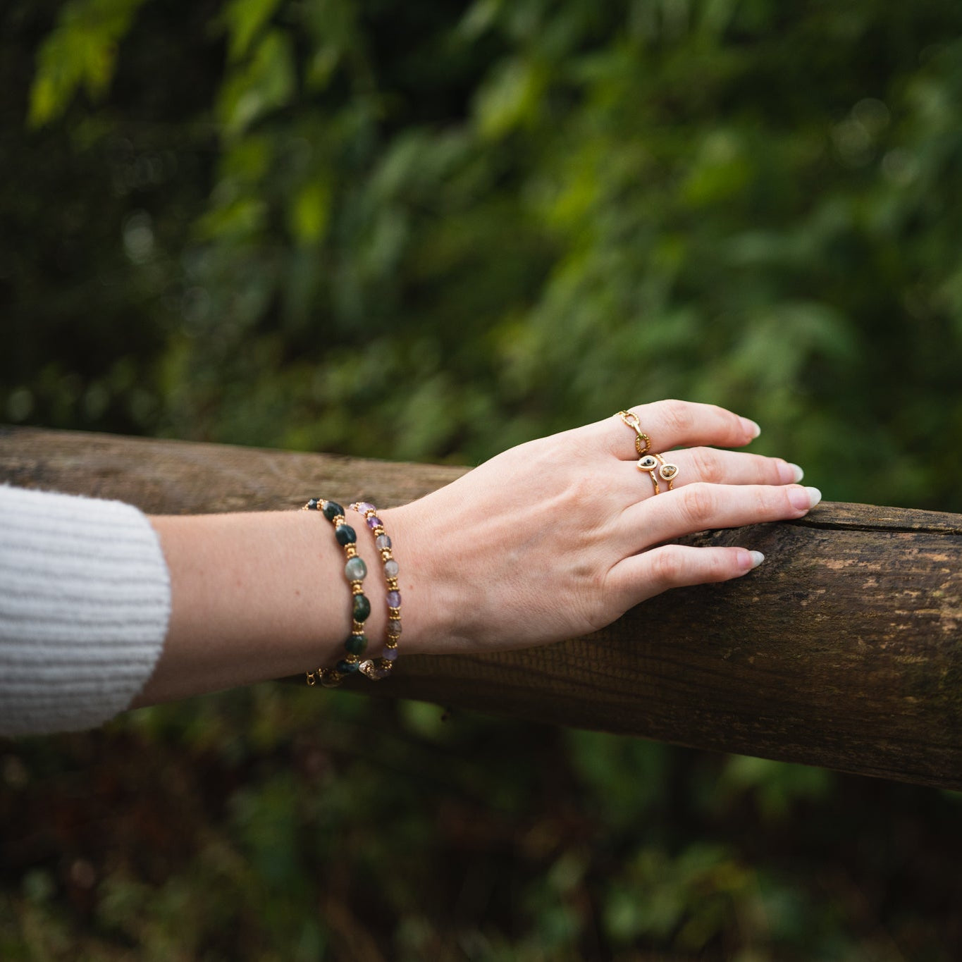 Bracelet Léna en pierres naturelles — Améthyste ou Agate indienne  Bracelet