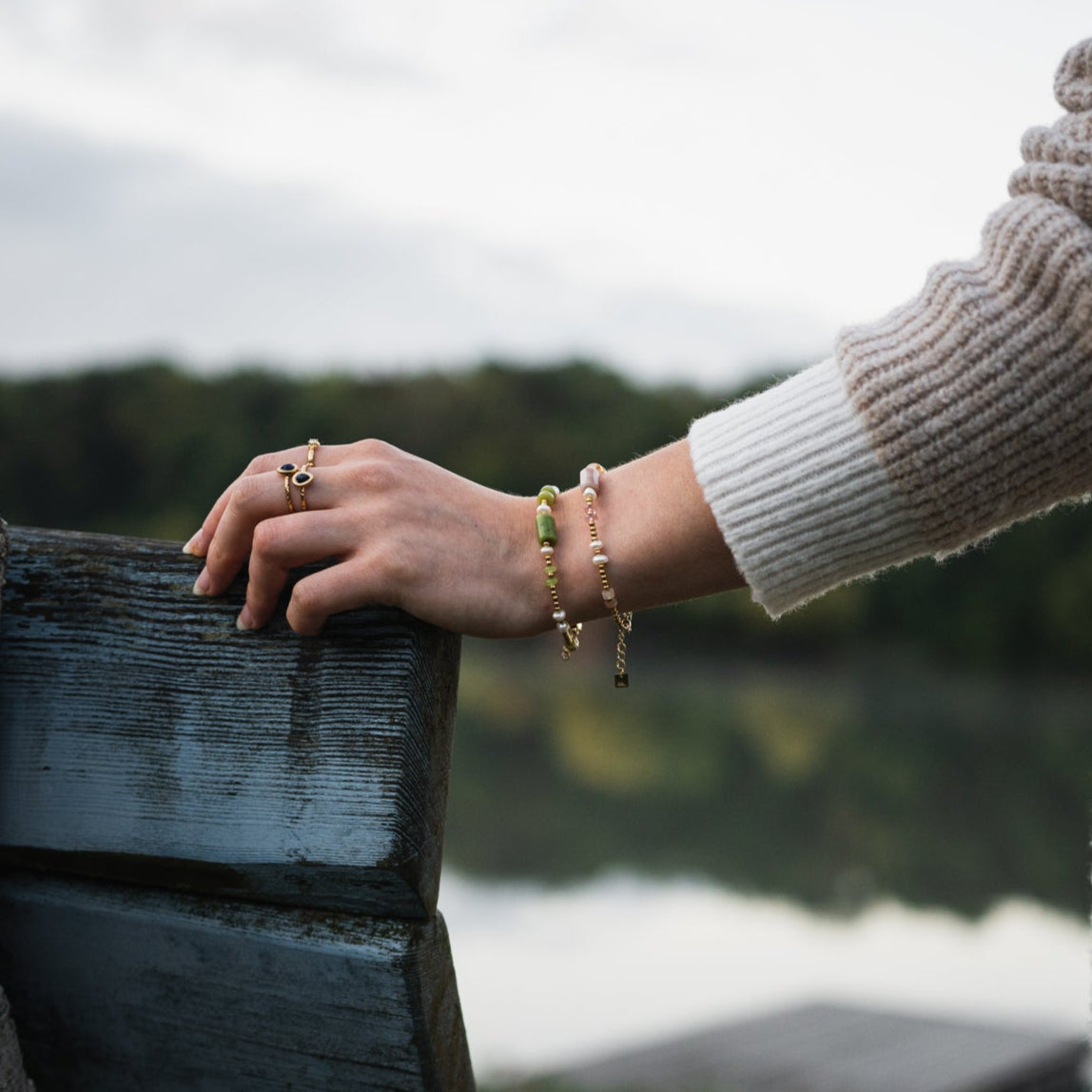 Bracelet Diane en pierres naturelles — Pierre de Soleil ou jade nephrite