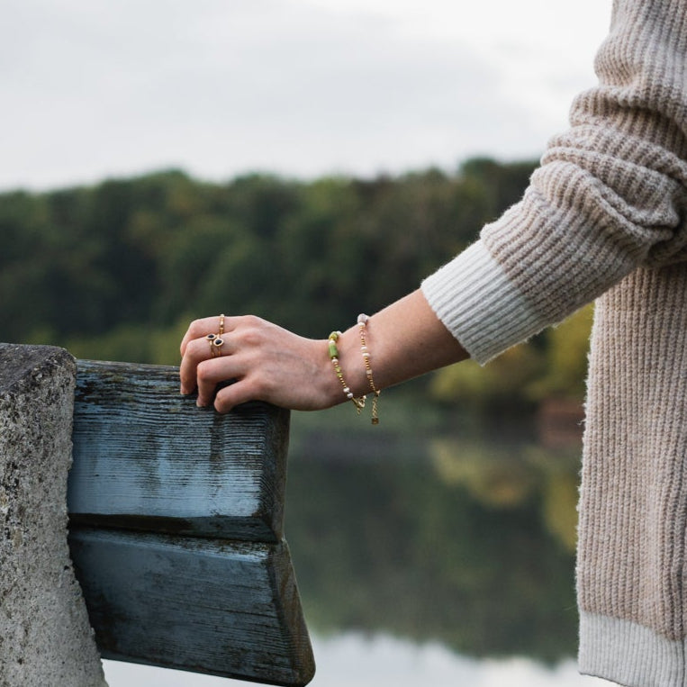 Bracelet Diane en pierres naturelles — Pierre de Soleil ou Malachite.  Bracelet