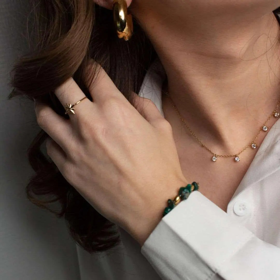 Collier Stella en Acier Inoxydable – avec Strass,Hypoallergénique