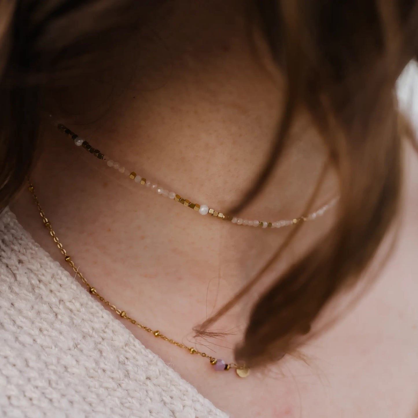 Bracelet / Choker Solène – Pierre de Soleil (2 tours / Choker)